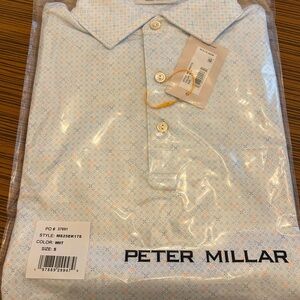 Peter Millar Light Blue and Orange Men's Polo